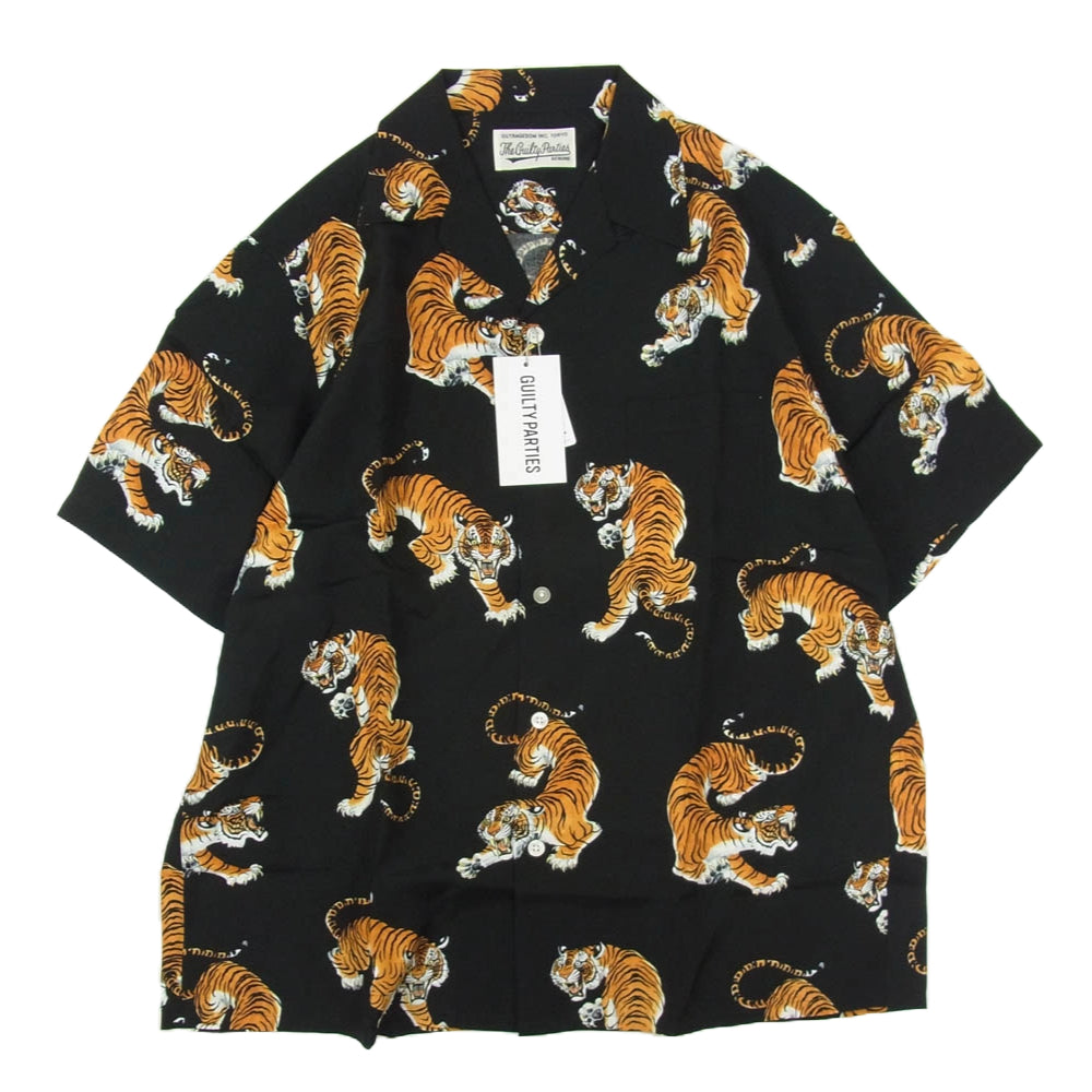 WACKO MARIA ワコマリア 22SS TIMLEHI-WM-HI29 TIM LEHI SS HAWAIIAN SHIRT ティムリーハイ 虎総柄 半袖 ハワイアン アロハ シャツ ブラック系 M【新古品】【未使用】【中古】