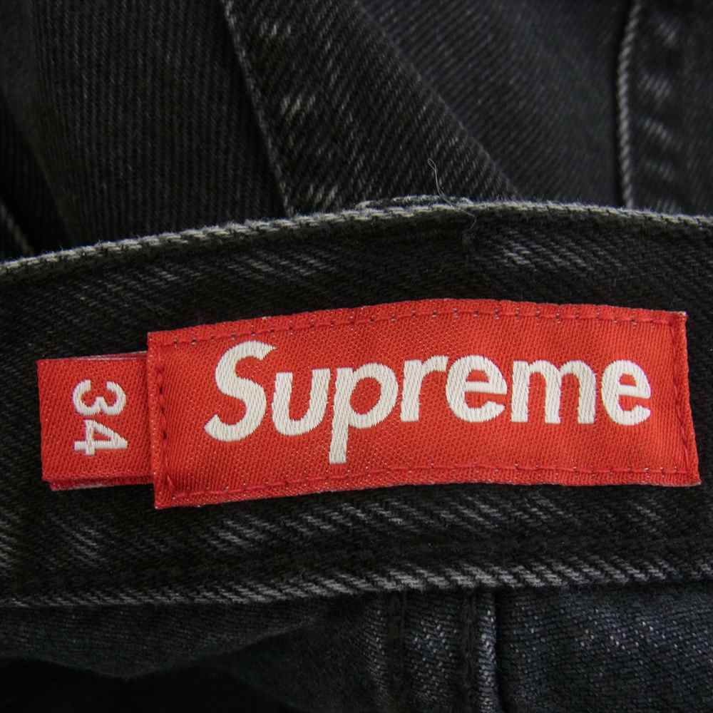 Supreme シュプリーム 23AW BAGGY JEAN Washed Indigo バギー ブラック ジーンズ デニム パンツ グレー系 34【中古】