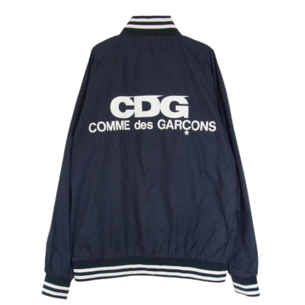 COMME des GARCONS コムデギャルソン SZ-J006 CDG Varsity Jacket バック ロゴ ナイロン ジャケット AD2020 ネイビー系 M【中古】