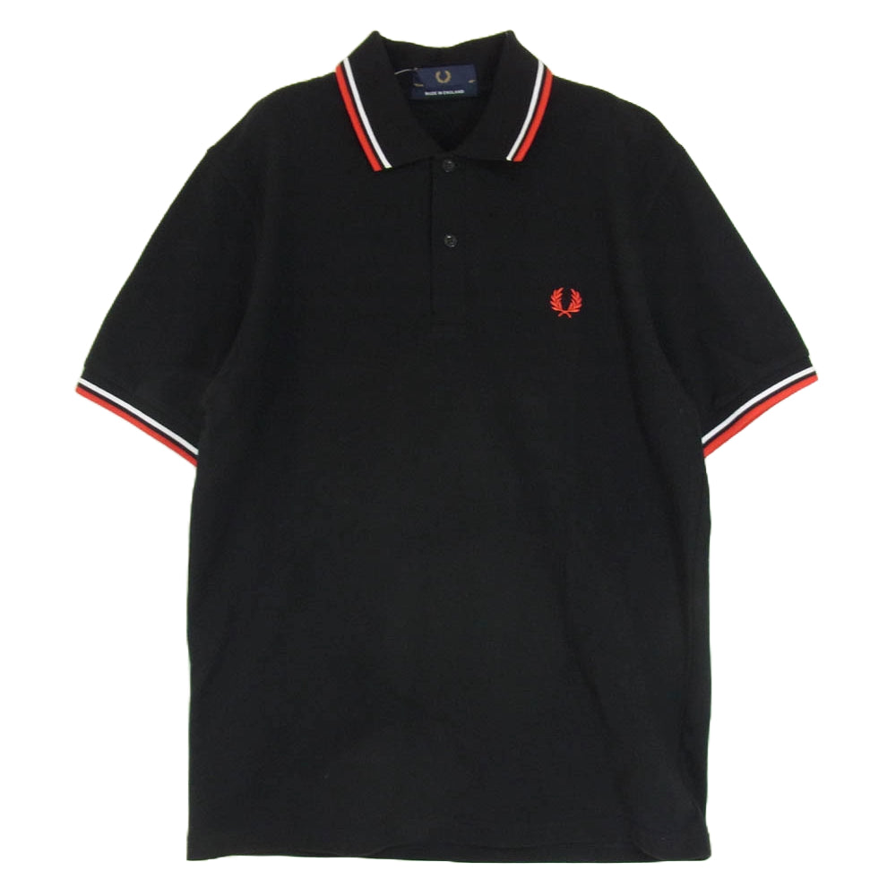 FRED PERRY フレッドペリー イングランド製 ワンポイント ロゴ 半袖 ポロシャツ ブラック系 42【中古】