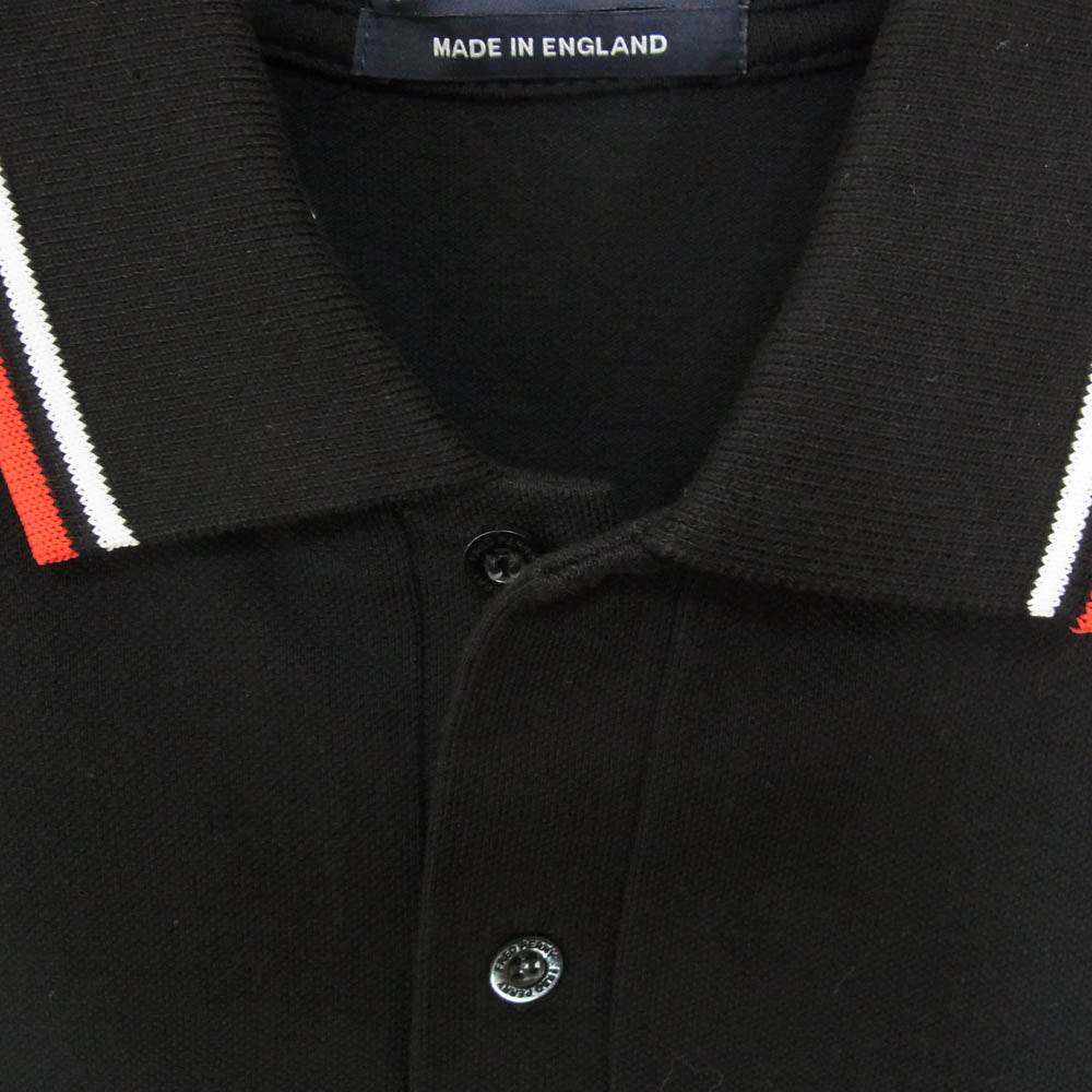 FRED PERRY フレッドペリー イングランド製 ワンポイント ロゴ 半袖 ポロシャツ ブラック系 42【中古】
