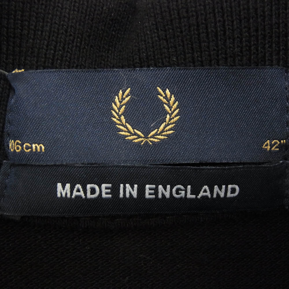 FRED PERRY フレッドペリー イングランド製 ワンポイント ロゴ 半袖 ポロシャツ ブラック系 42【中古】