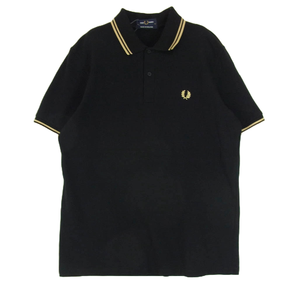 FRED PERRY フレッドペリー イングランド製 ワンポイント ロゴ 半袖 ポロシャツ ブラック系 44【中古】