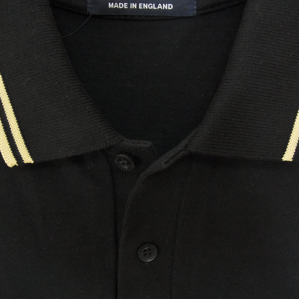 FRED PERRY フレッドペリー イングランド製 ワンポイント ロゴ 半袖 ポロシャツ ブラック系 44【中古】