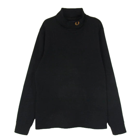 FRED PERRY フレッドペリー タートルネック ロゴ 長袖 Tシャツ カットソー ブラック系 L【中古】
