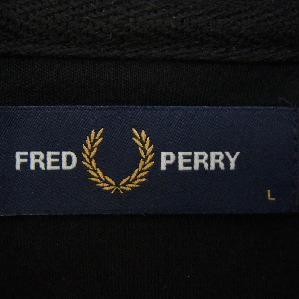 FRED PERRY フレッドペリー タートルネック ロゴ 長袖 Tシャツ カットソー ブラック系 L【中古】