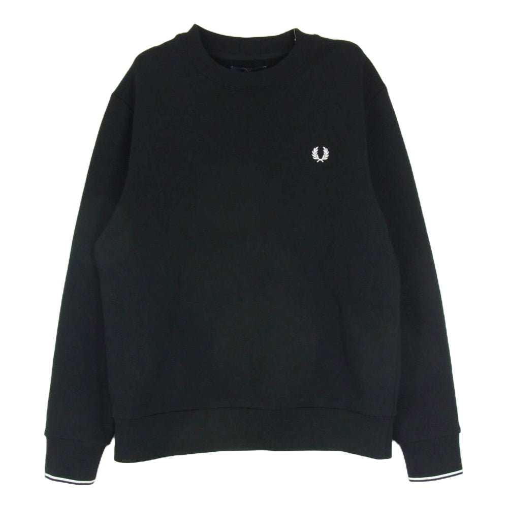 FRED PERRY フレッドペリー Crew Neck Sweatshirt ロゴ 刺繡 クルー ネック スウェット ブラック系 L【中古】