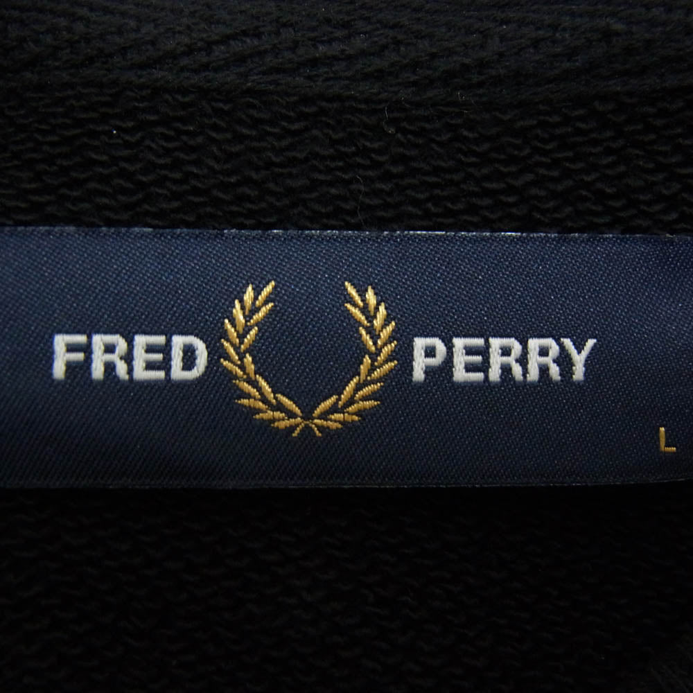FRED PERRY フレッドペリー Crew Neck Sweatshirt ロゴ 刺繡 クルー ネック スウェット ブラック系 L【中古】