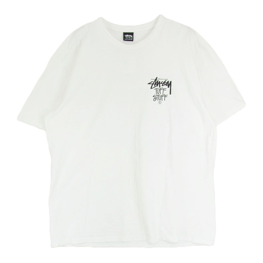 STUSSY ステューシー TUFF STUFF タフスタッフ バックプリント 半袖 Tシャツ ホワイト系 XL【中古】