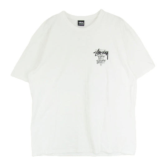 STUSSY ステューシー TUFF STUFF タフスタッフ バックプリント 半袖 Tシャツ ホワイト系 XL【中古】
