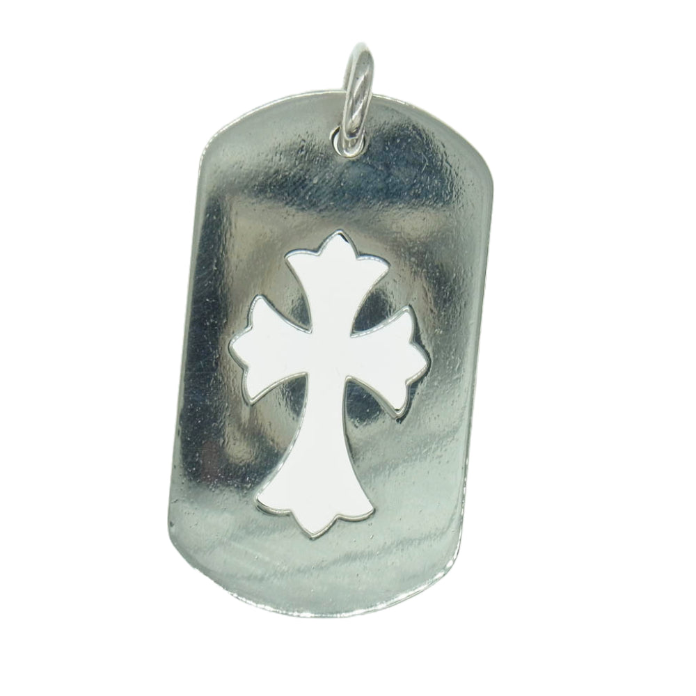 CHROME HEARTS クロムハーツ（原本無） D TAG LRG CO CRS カットアウト クロス ドッグタグ ラージ シルバー ペンダントトップ シルバー系【中古】