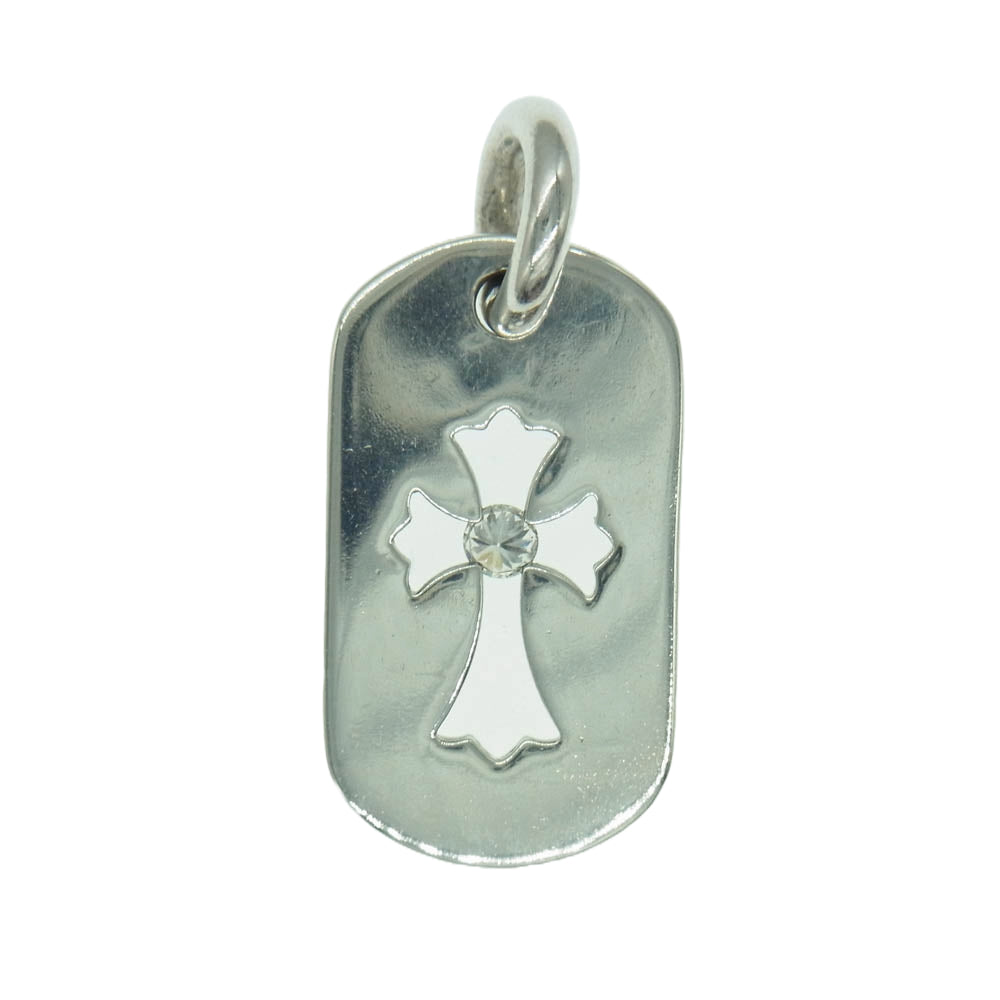 CHROME HEARTS クロムハーツ（原本無） DT SM CO CRS 1DIA スモール カットアウト クロス ドッグタグ 1ダイヤ チャーム シルバー ペンダントトップ シルバー系【中古】