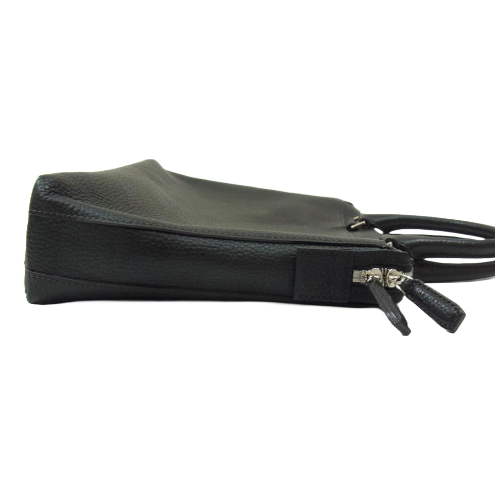 フジタカ ソル コンパクト レザー ビジネス バッグ ブラック系【中古】