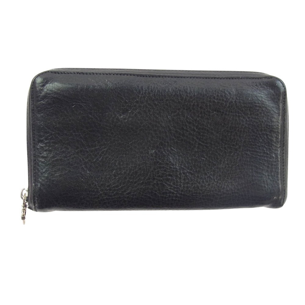 CHROME HEARTS クロムハーツ（原本無） REC F ZIP フルゼロ ピラミッド スタッズ ラウンドジップ レザー 長財布 ブラック系 シルバー系【中古】