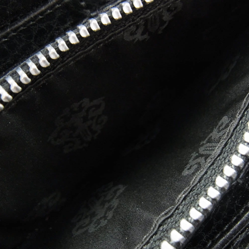 CHROME HEARTS クロムハーツ（原本無） REC F ZIP フルゼロ ピラミッド スタッズ ラウンドジップ レザー 長財布 ブラック系 シルバー系【中古】