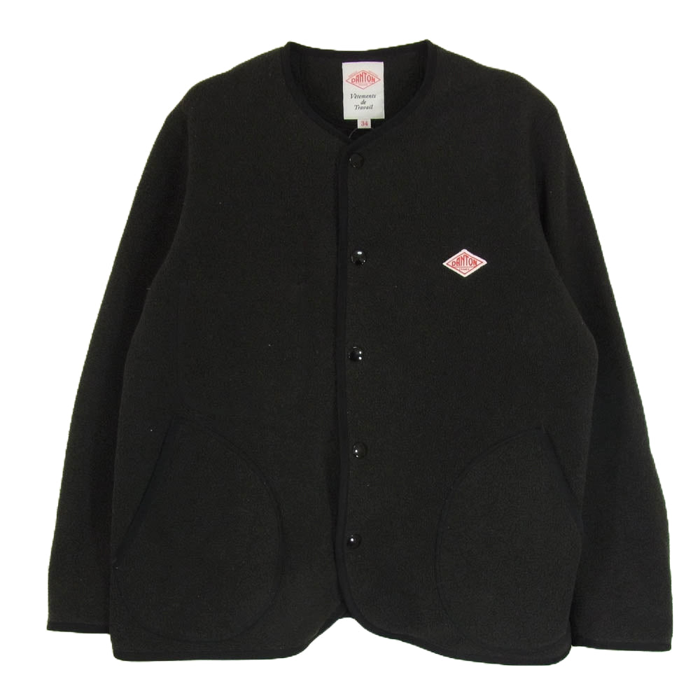 Danton ダントン NO COLLAR FLEECE CARDIGAN ノーカラー フリース カーディガン ブラック系 34【中古】