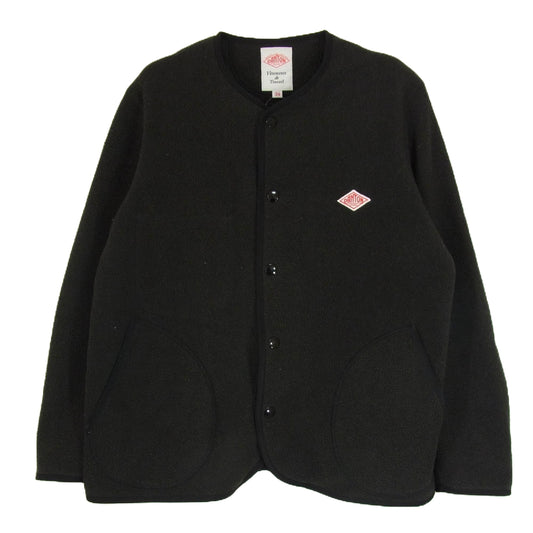 Danton ダントン NO COLLAR FLEECE CARDIGAN ノーカラー フリース カーディガン ブラック系 34【中古】