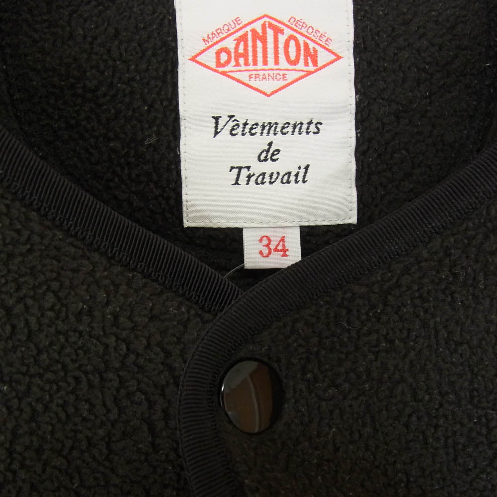 Danton ダントン NO COLLAR FLEECE CARDIGAN ノーカラー フリース カーディガン ブラック系 34【中古】