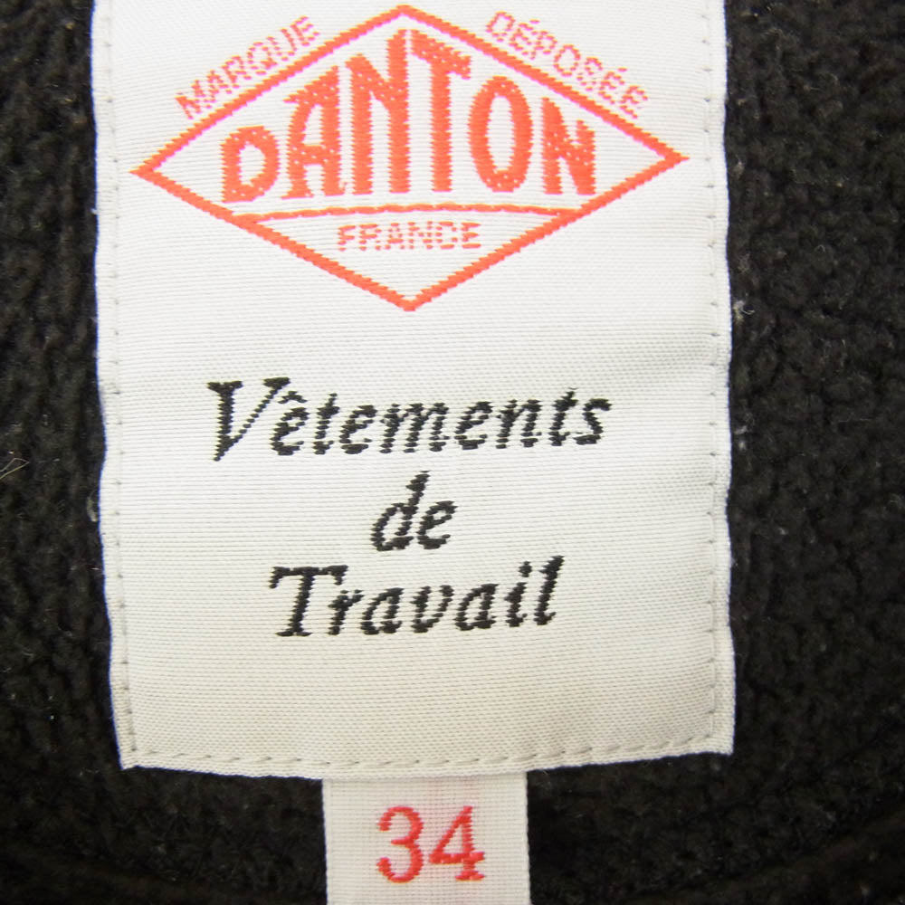Danton ダントン NO COLLAR FLEECE CARDIGAN ノーカラー フリース カーディガン ブラック系 34【中古】