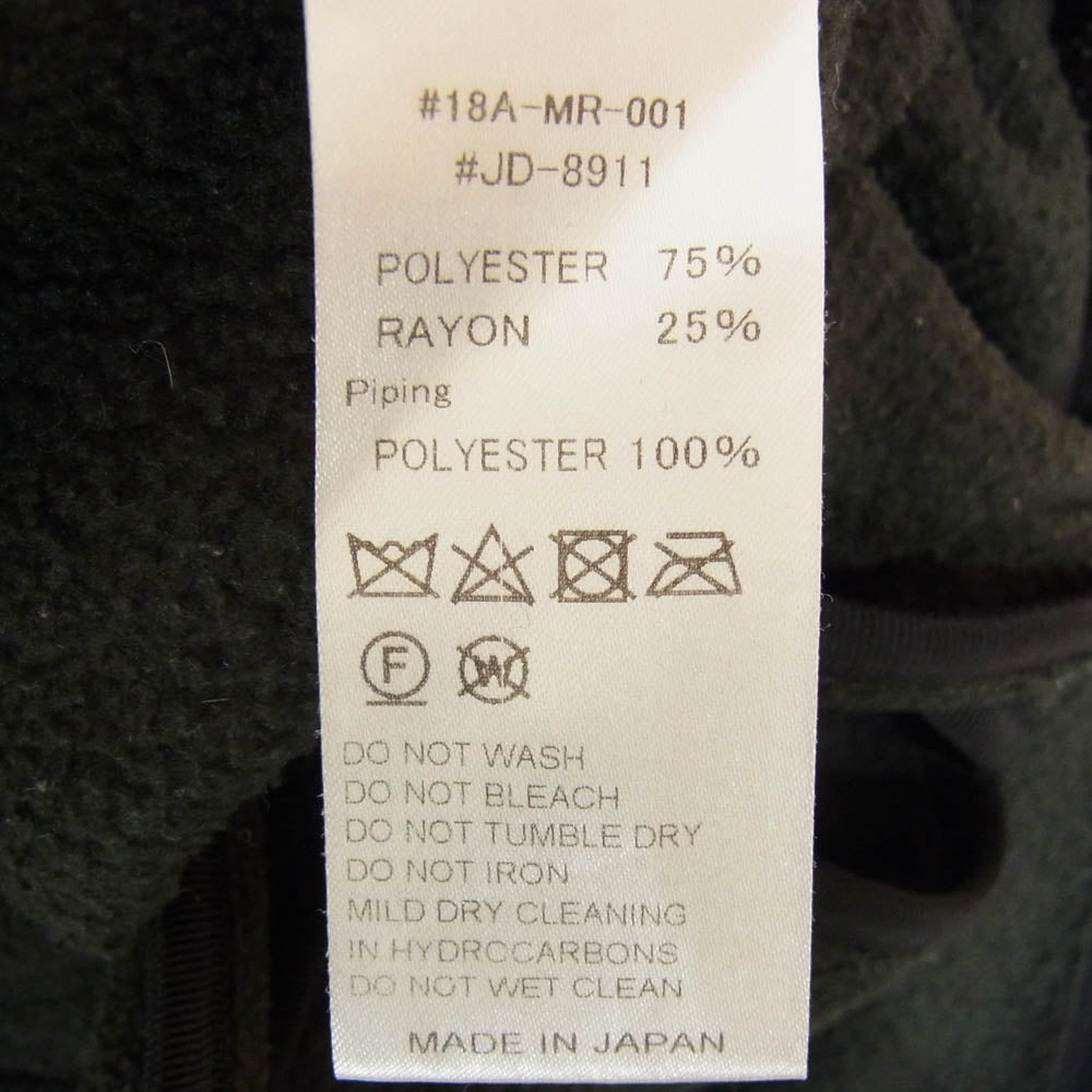 Danton ダントン NO COLLAR FLEECE CARDIGAN ノーカラー フリース カーディガン ブラック系 34【中古】