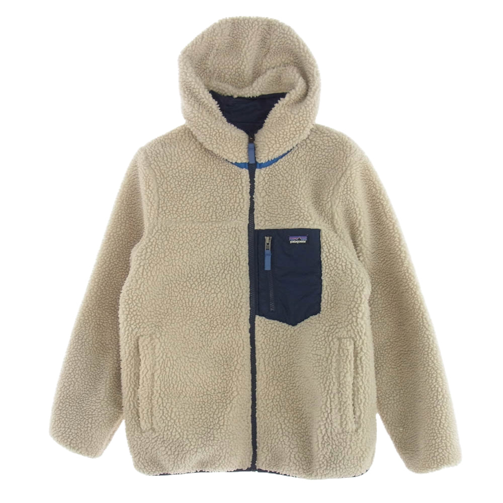 patagonia パタゴニア 20AW 68095 20年製 Ks R ready Freddy Hoody キッズ 子供用 リバーシブル フーディ フリース ジャケット ベージュ系 XL【中古】