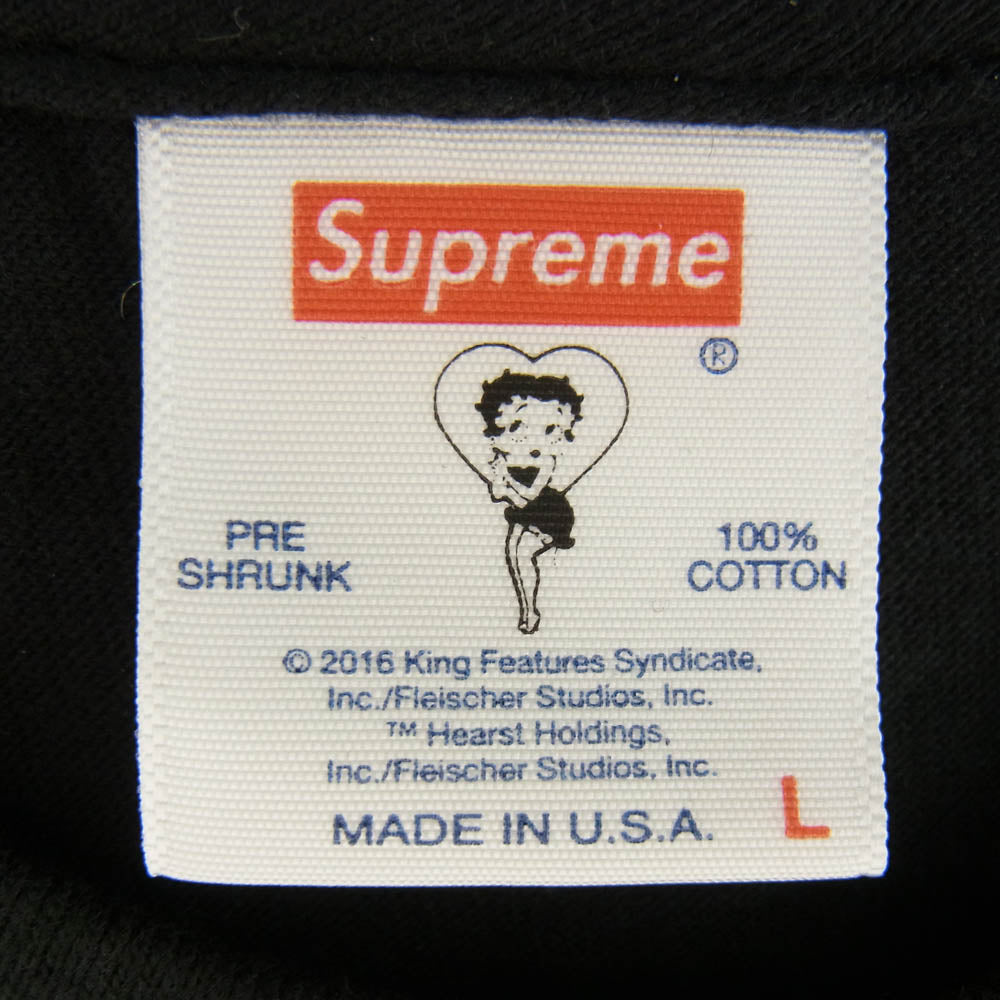 Supreme シュプリーム 16SS Betty Boop Tee ベティ ブーブ プリント Tシャツ 半袖 ブラック系 L【極上美品】【中古】