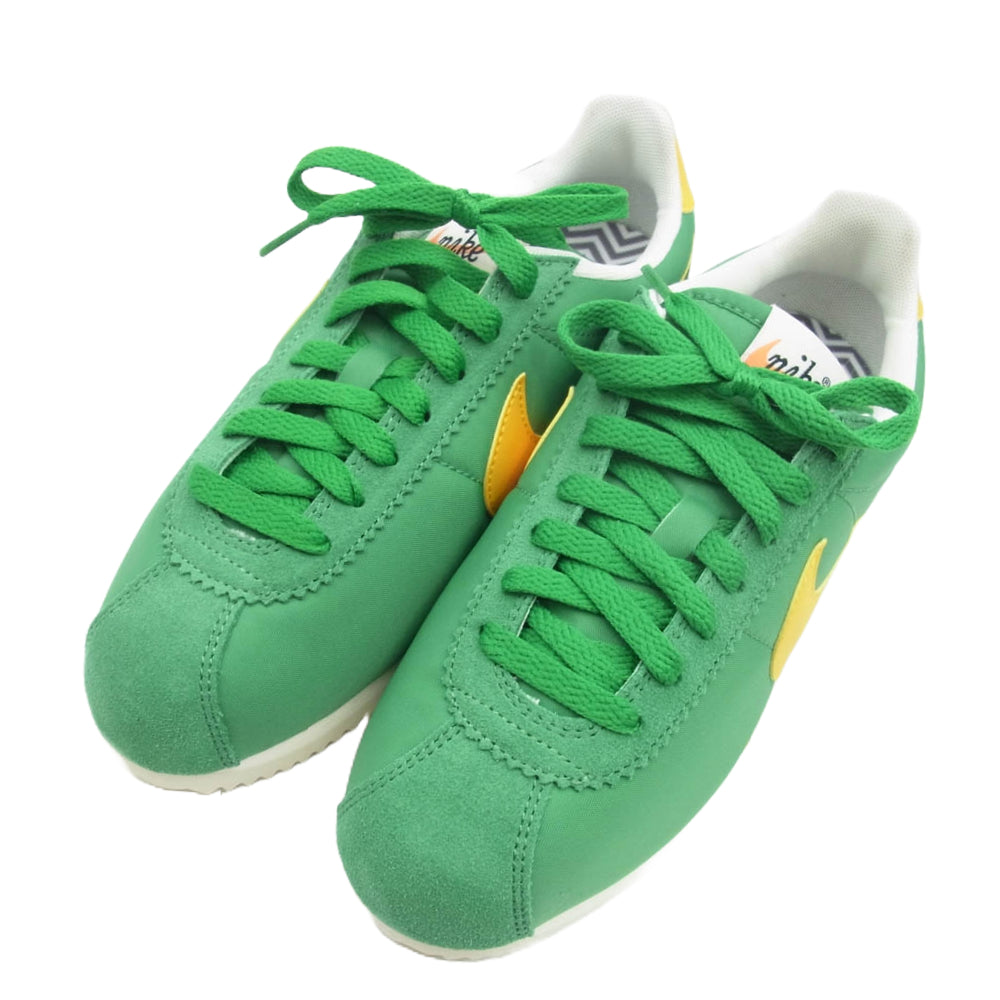 NIKE ナイキ 882258-301 Women's Classic Cortez Nylon Oregon ウィメンズ クラシック コルテッツ ナイロン スニーカー グリーン系 イエロー系 24cm【極上美品】【中古】