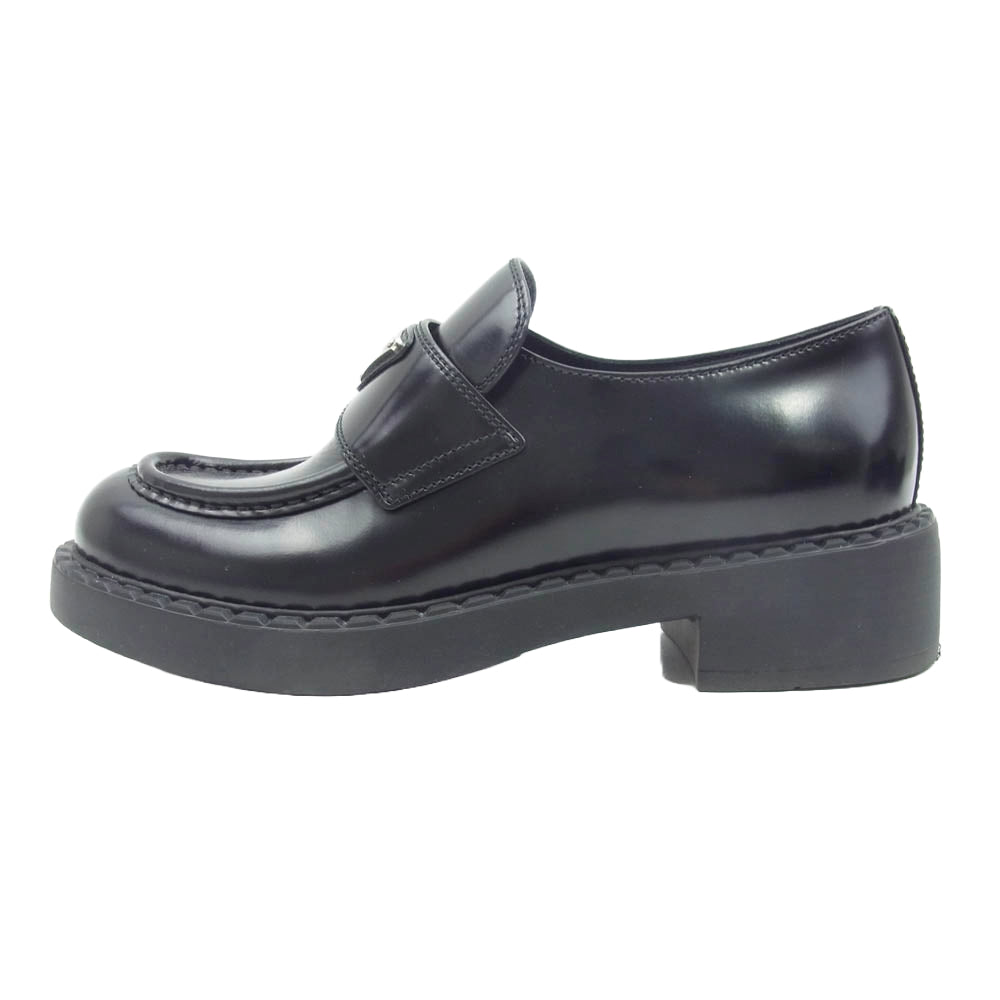PRADA プラダ チョコレート ブラッシュドレザー ローファー ブラック系 37.5【中古】
