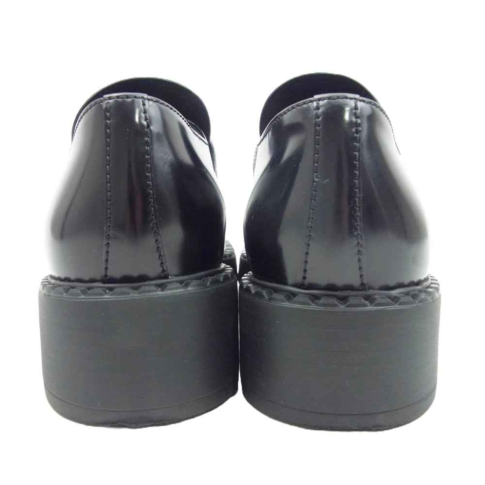PRADA プラダ チョコレート ブラッシュドレザー ローファー ブラック系 37.5【中古】