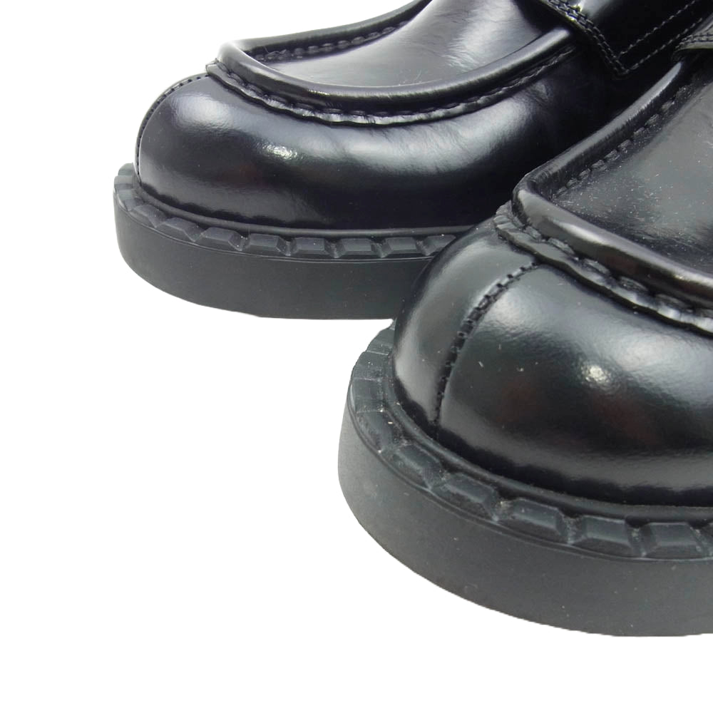 PRADA プラダ チョコレート ブラッシュドレザー ローファー ブラック系 37.5【中古】