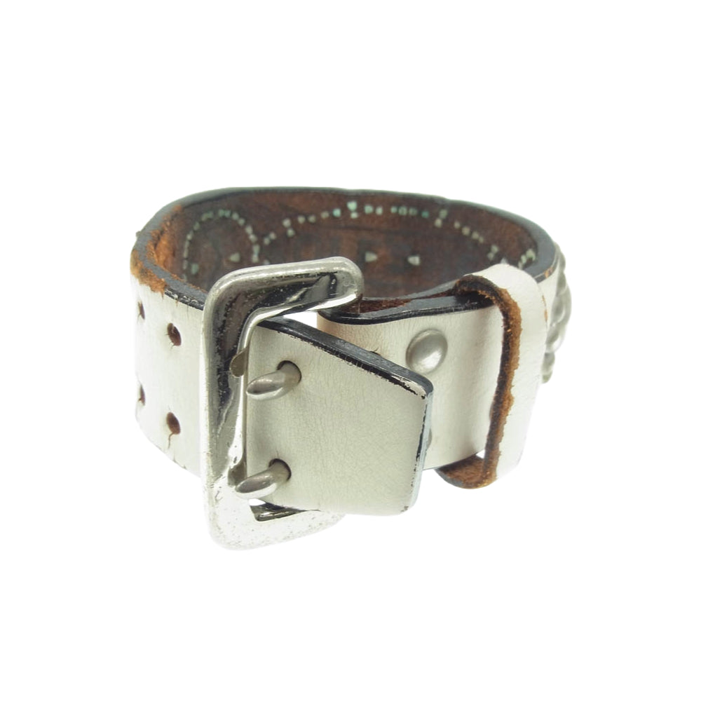 WOLF'S HEAD ウルフズヘッド レザー スタッズ ブレスレット オフホワイト系【中古】