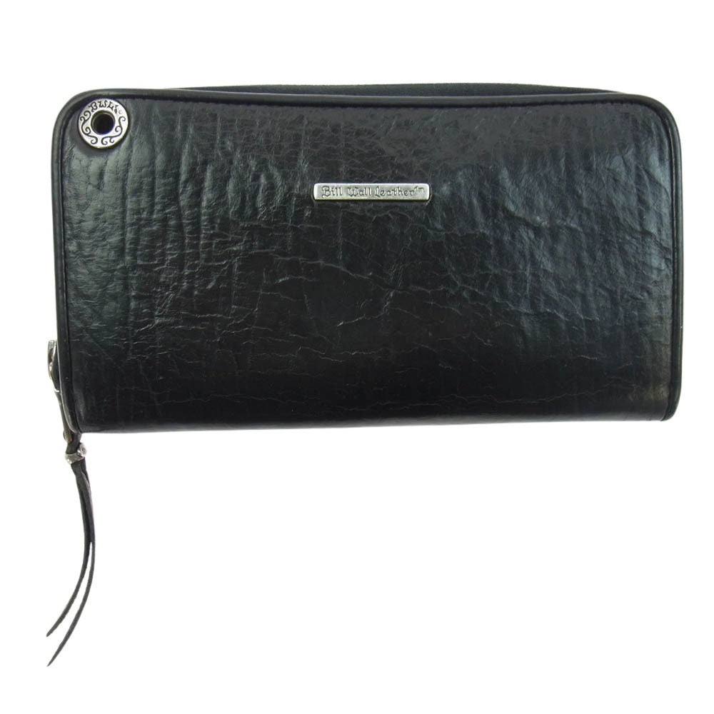 BILL WALL LEATHER ビルウォールレザー レザー ラウンドジップ ロング ウォレット 長財布 ブラック系【中古】