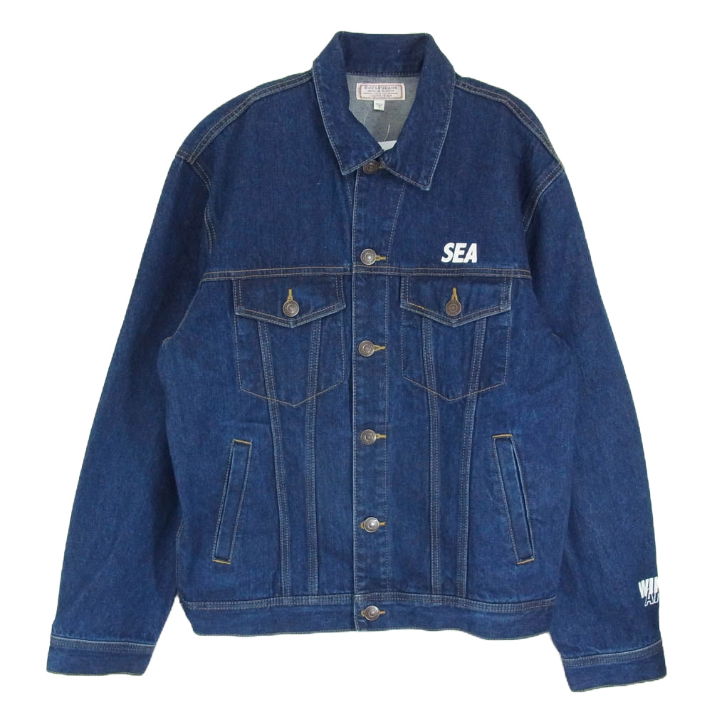 WIND AND SEA ウィンダンシー × GUESS ゲス バックプリント デニム ジャケット インディゴブルー系 M【中古】