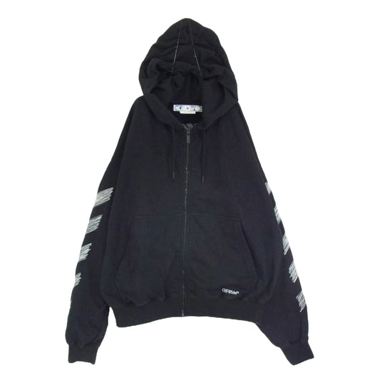 OFF-WHITE オフホワイト OMBE015S23FLE001 BLACK SPORTS JACKET WITH CONTRASTING EMBROIDERY バック 刺繍 ジップアップ パーカー ブラック系 XXL【中古】