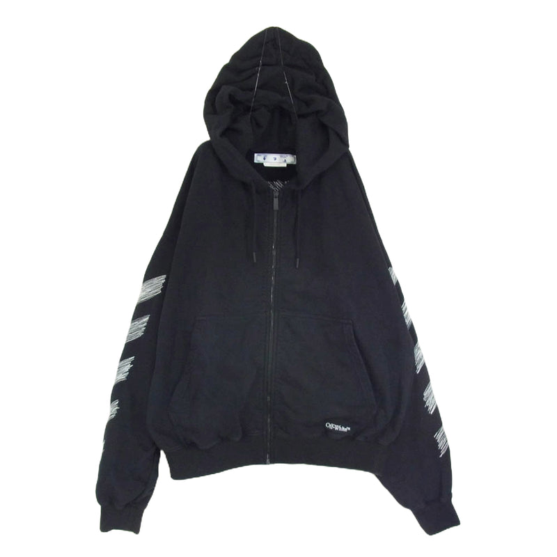OFF-WHITE オフホワイト OMBE015S23FLE001 BLACK SPORTS JACKET WITH CONTRASTING EMBROIDERY バック 刺繍 ジップアップ パーカー ブラック系 XXL【中古】
