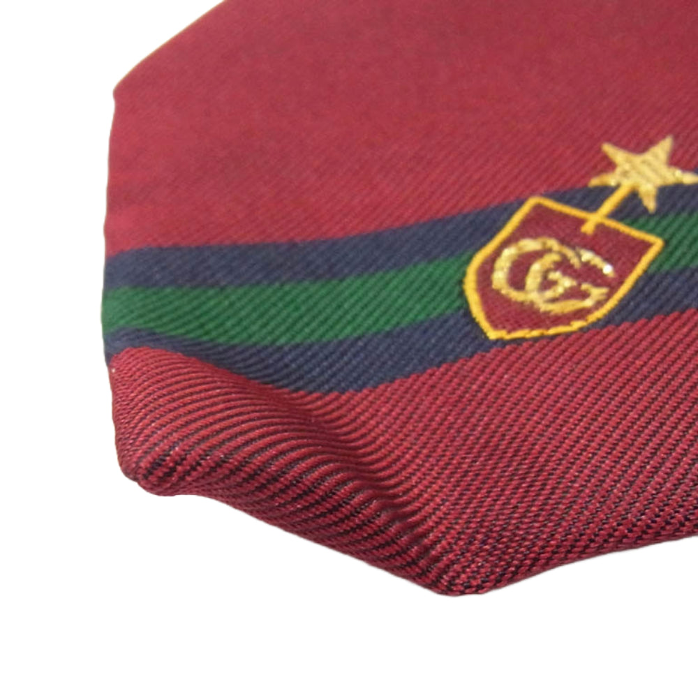 GUCCI グッチ 521716 4B744 スター GG エンブレム 刺繍 ネクタイ エンジ系【美品】【中古】