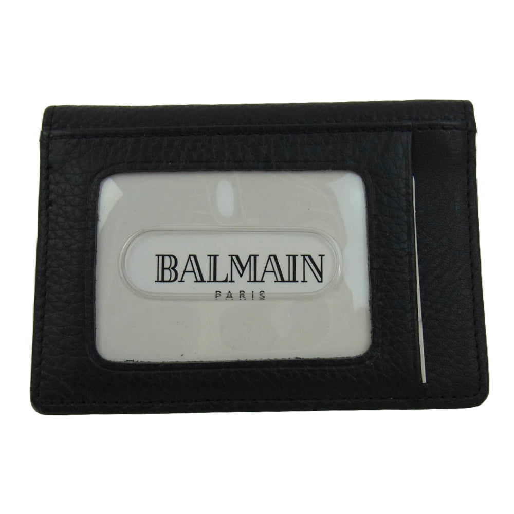 BALMAIN バルマン レザー カードケース パスケース ブラック系【中古】