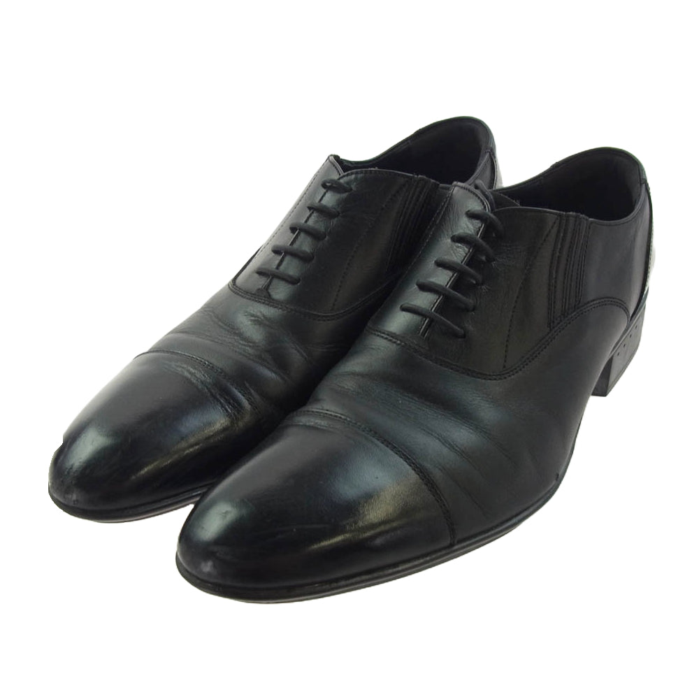 ジャンフランコジョバンニ A30554 サイドエラスティック ストレートチップ レースアップ レザー シューズ ブラック系 25.5【中古】