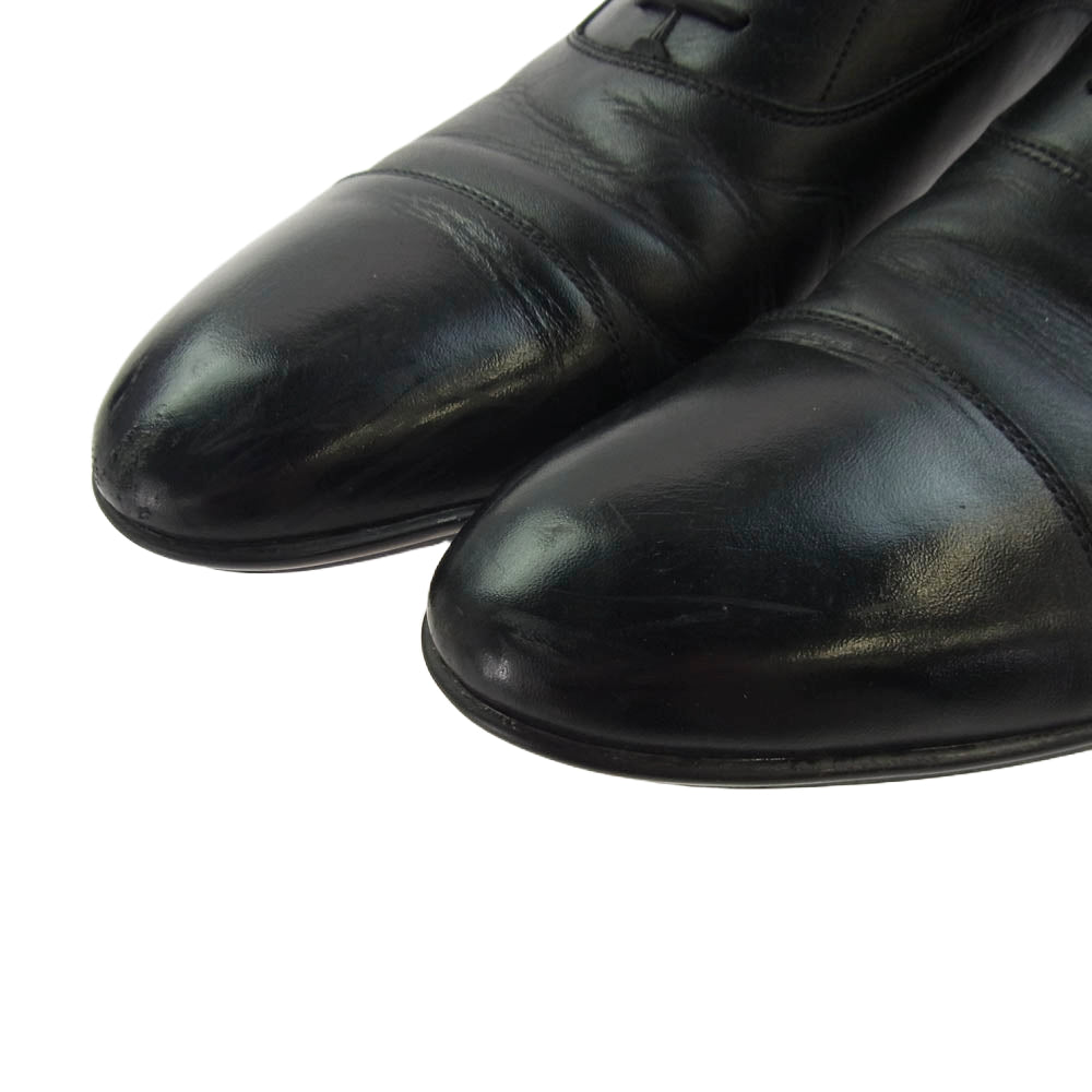 ジャンフランコジョバンニ A30554 サイドエラスティック ストレートチップ レースアップ レザー シューズ ブラック系 25.5【中古】