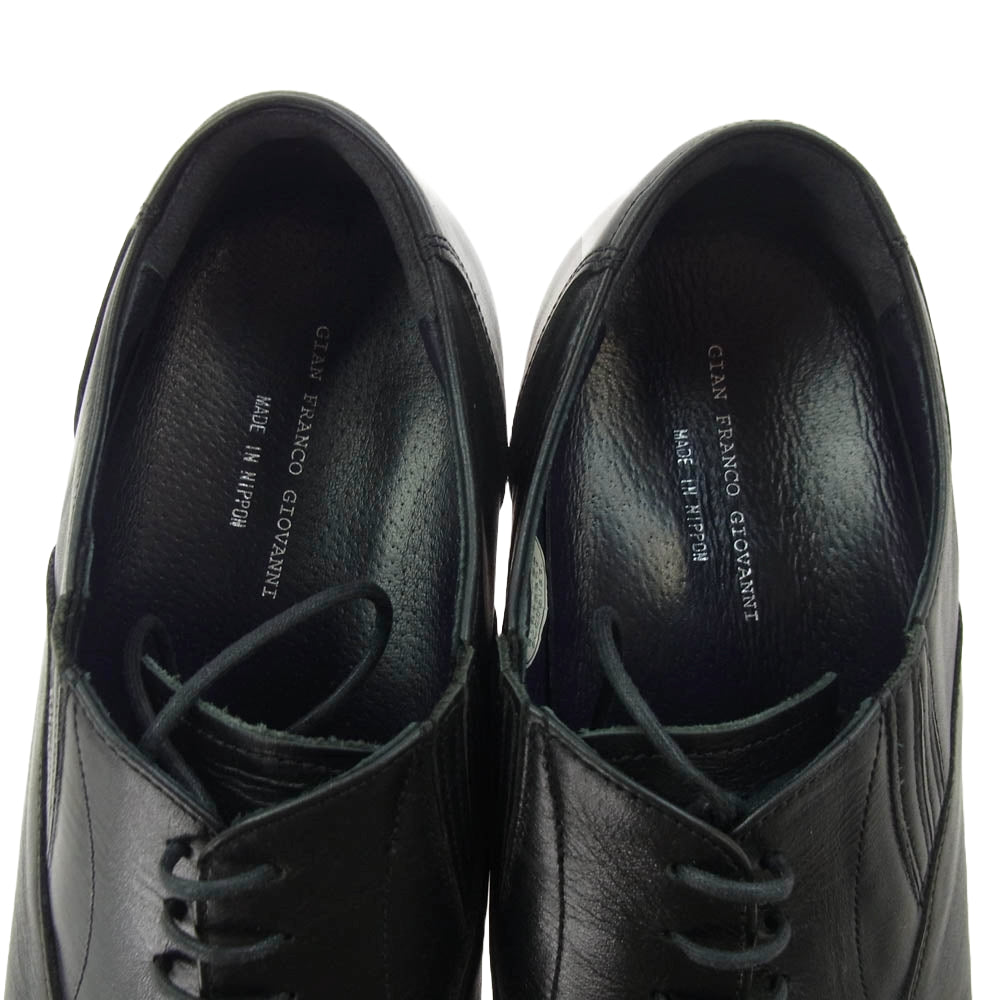 ジャンフランコジョバンニ A30554 サイドエラスティック ストレートチップ レースアップ レザー シューズ ブラック系 25.5【中古】