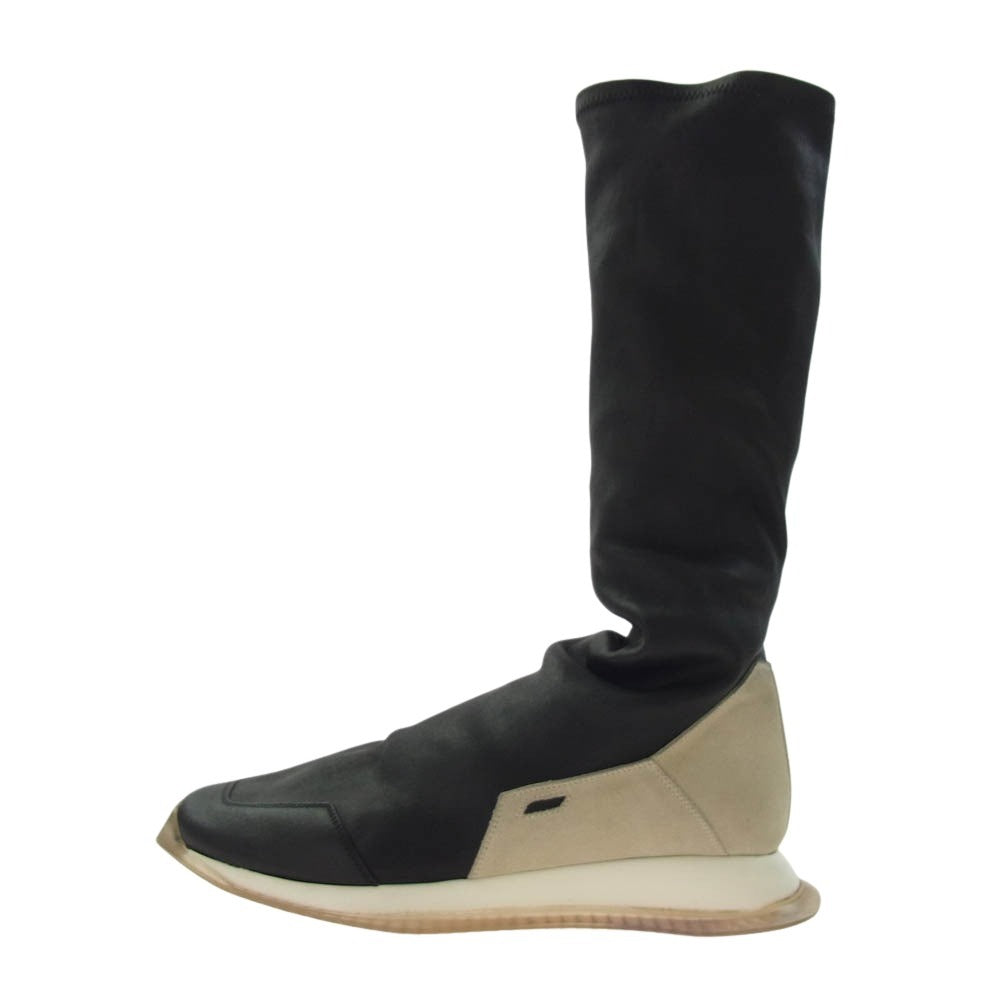 Rick Owens リックオウエンス F4812 Sock Runner ソックランナー ストレッチ ソックス レザー スニーカー ブラック系 40【中古】
