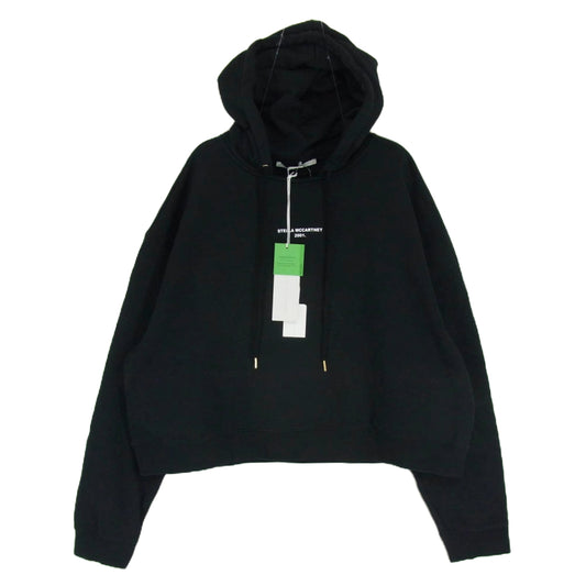 Stella McCartney ステラマッカートニー 530914SMW36 logo-print Hoodie プリント ロゴ クロップド プルオーバー パーカー ブラック系 44【新古品】【未使用】【中古】