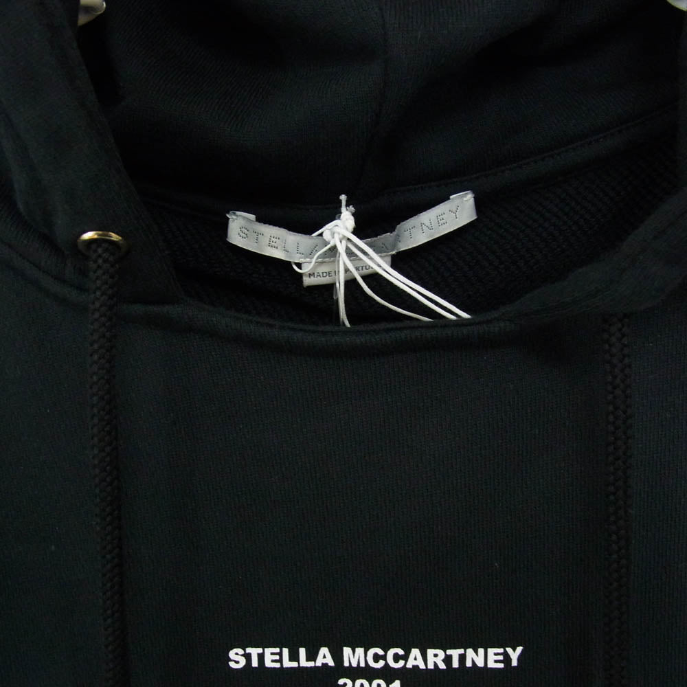 Stella McCartney ステラマッカートニー 530914SMW36 logo-print Hoodie プリント ロゴ クロップド プルオーバー パーカー ブラック系 44【新古品】【未使用】【中古】