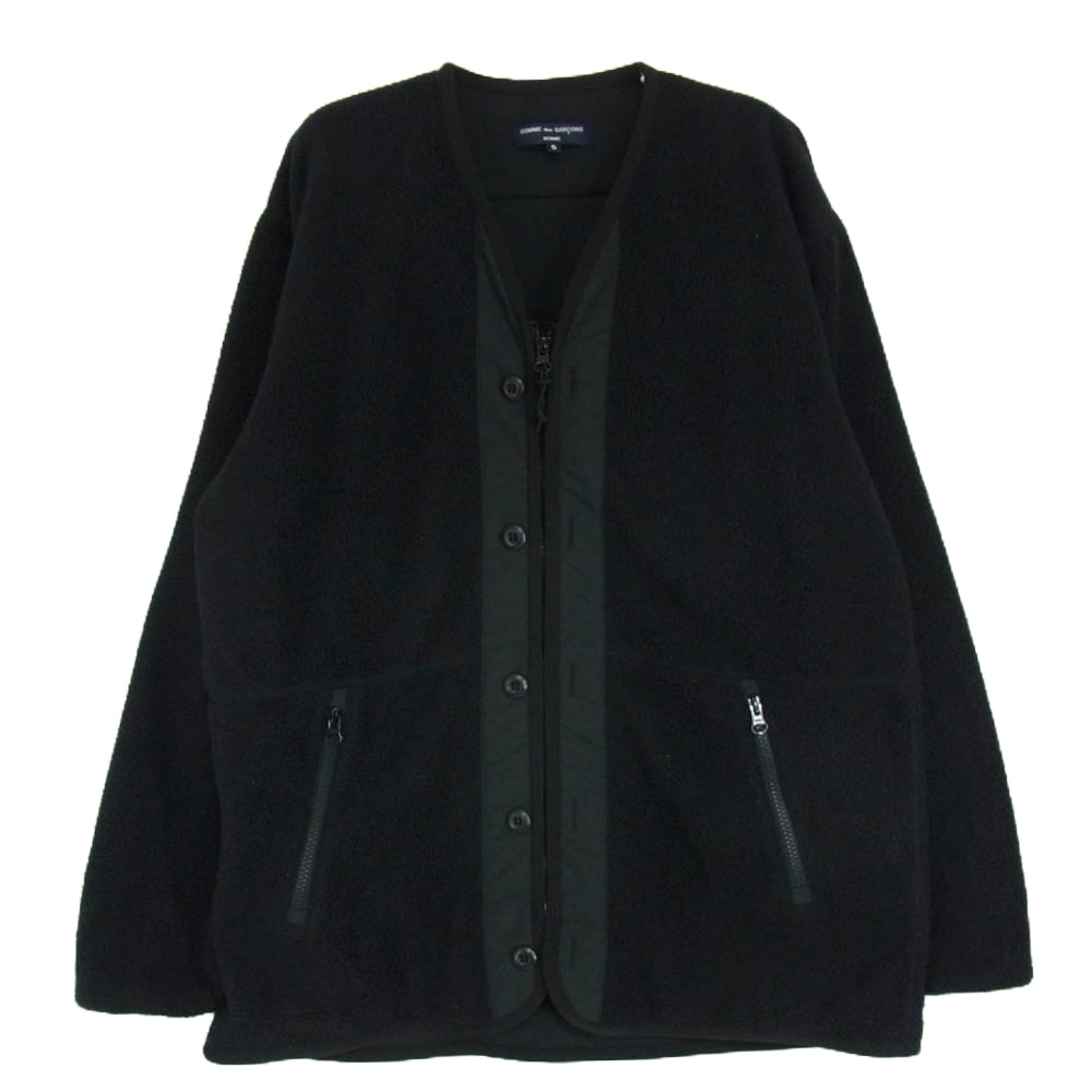 COMME des GARCONS HOMME コムデギャルソンオム HH-T019 ノーカラー フリース ジャケット ライナー カーディガン ブラック系 S【中古】