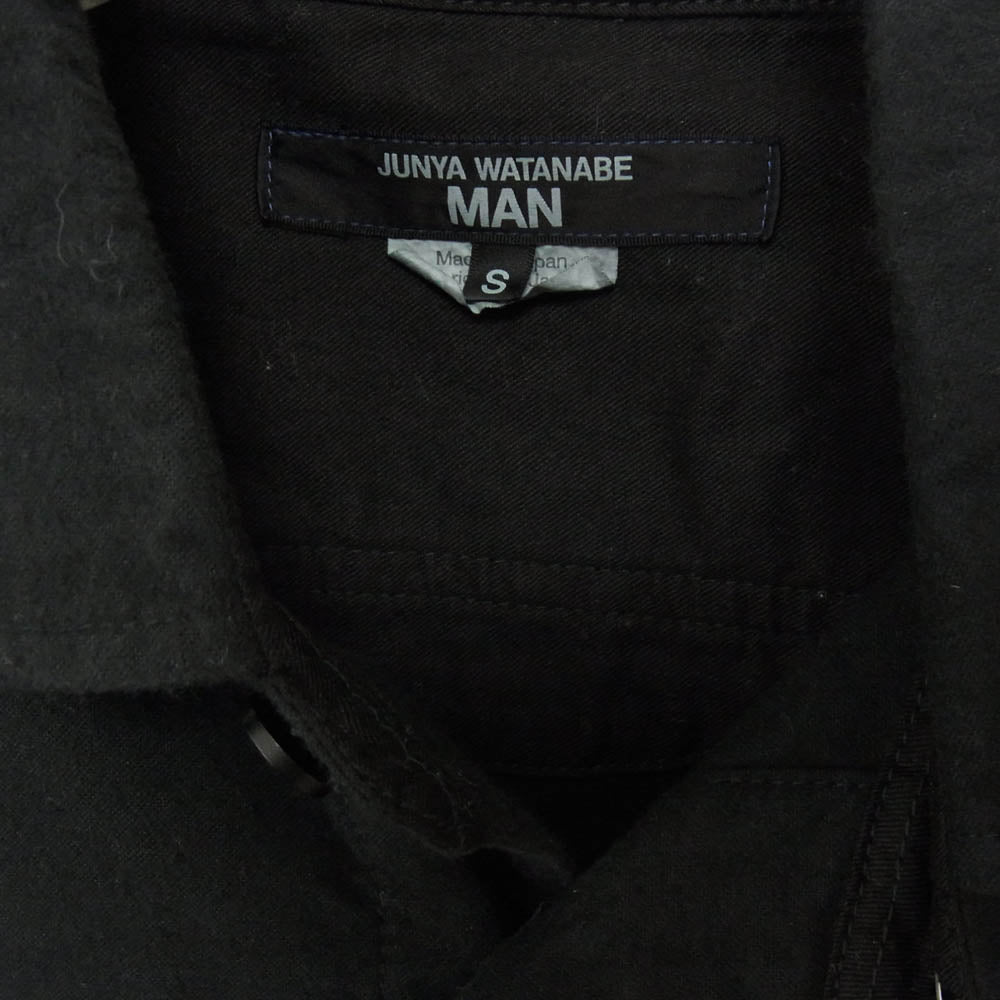 JUNYA WATANABE COMME des GARCONS MAN ジュンヤワタナベコムデギャルソンマン 23AW AD2023 WL-B027 製品染め コットン フランネル 長袖 シャツ ブラック系 S【中古】