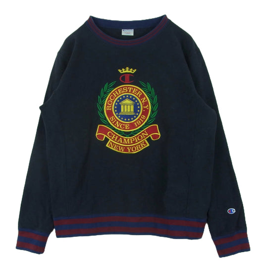 Champion チャンピオン C8-U005 カレッジ刺繍 リバースウィーブ スウェット トレーナー 中国製 ダークネイビー系 XL【中古】