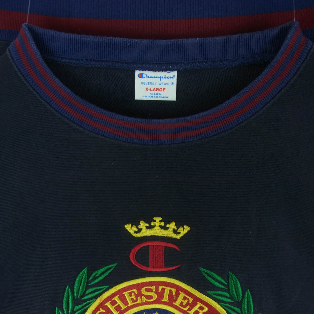 Champion チャンピオン C8-U005 カレッジ刺繍 リバースウィーブ スウェット トレーナー 中国製 ダークネイビー系 XL【中古】