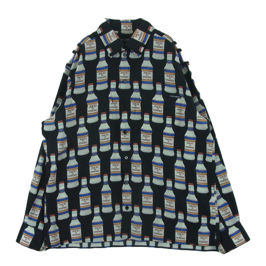 DOLCE&GABBANA ドルチェアンドガッバーナ G5FX8T Love Bottle Silk Shirt ボトル総柄 シルク 長袖 シャツ ブラック系 41【中古】