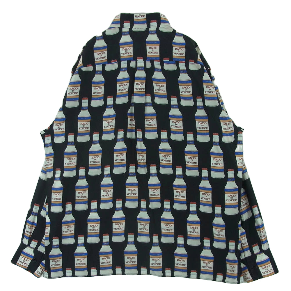 DOLCE&GABBANA ドルチェアンドガッバーナ G5FX8T Love Bottle Silk Shirt ボトル総柄 シルク 長袖 シャツ ブラック系 41【中古】