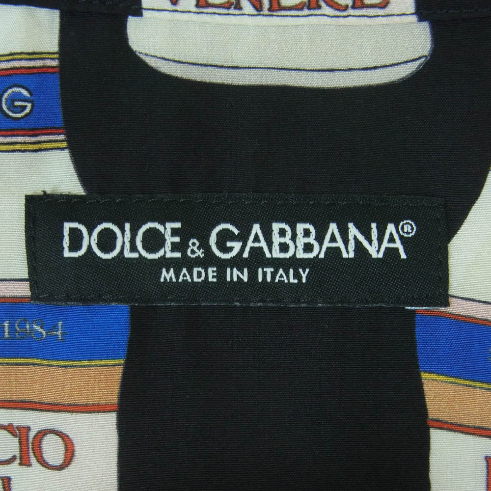 DOLCE&GABBANA ドルチェアンドガッバーナ G5FX8T Love Bottle Silk Shirt ボトル総柄 シルク 長袖 シャツ ブラック系 41【中古】